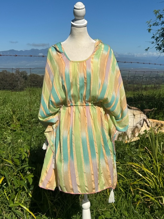 Anthropologie Other - Anthropologie Lilka Pastel Yarn Dyed Tunic Hooded Poncho Beach Cover up M/L